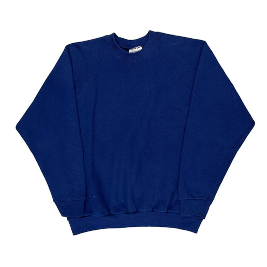 90S Blank Fruit Of The Loom Sweatshirt - XL Blue Cotton Blend