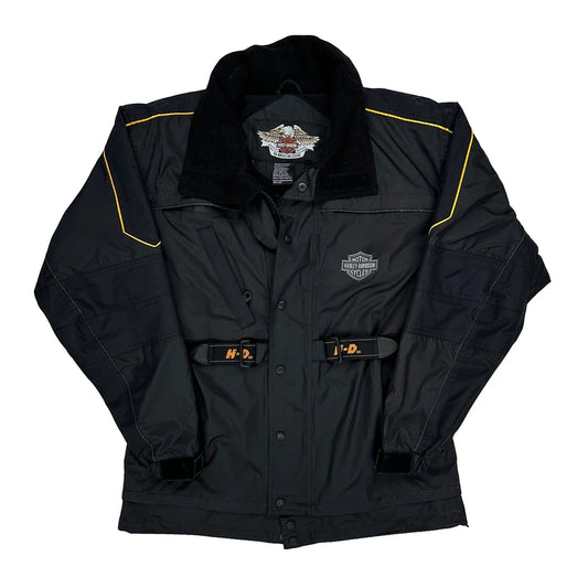 Vintage Harley Davidson Graphic Jacket - Medium Black Polyester