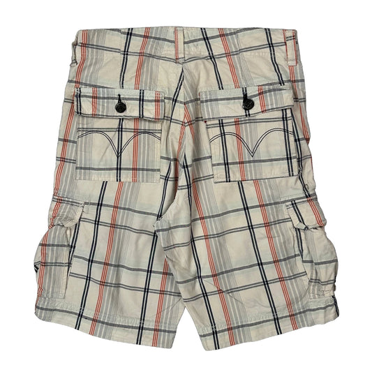 Vintage Levis Checked Cargo Shorts - 31W 10L Cream Cotton