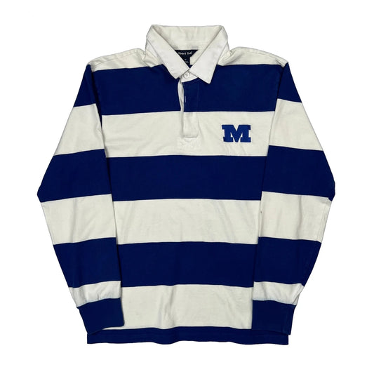 Sport-Tek Striped Rugby Shirt - Medium Blue Cotton