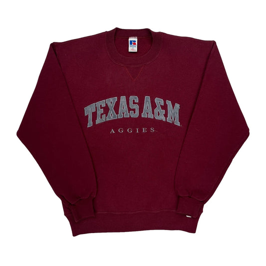 Vintage Texas A&M Aggies Russell Athletic College Sweatshirt - Medium Burgundy Cotton