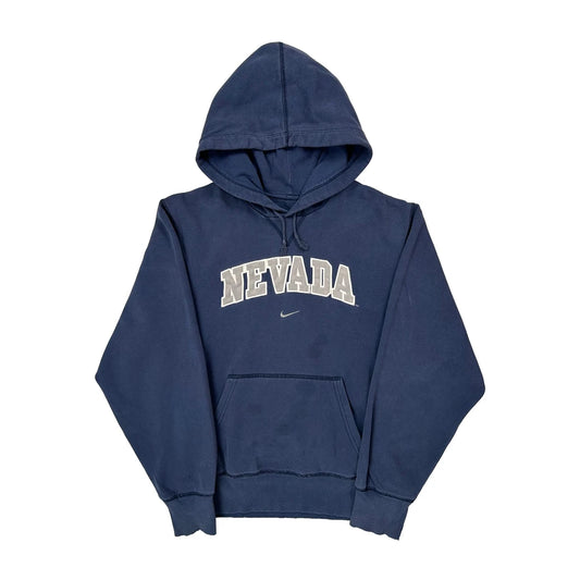Vintage Nike College Hoodie - Small Blue Cotton