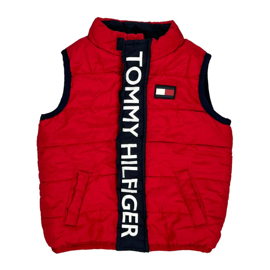Age 12 Months Tommy Hilfiger Spellout Gilet - 2XS Red Polyester