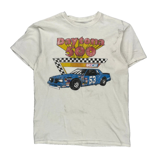 Daytona 500 Nascar Nascar T-Shirt - Medium White Cotton