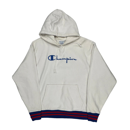 Reverse Weave Champion Spellout Hoodie - XL White Cotton
