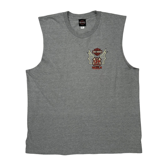 US 129 Dragon Harley Davidson Graphic Vest - 2XL Grey Cotton