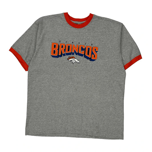 Denver Broncos Reebok Nfl T-Shirt - Large Grey Cotton