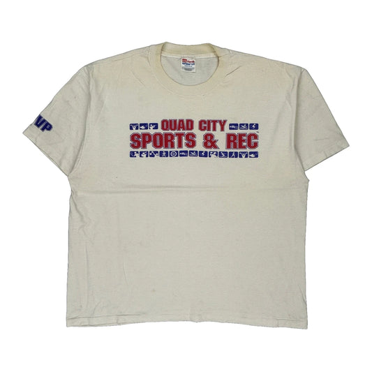 Hanes Single Stitch T-Shirt - XL Cream Cotton Blend
