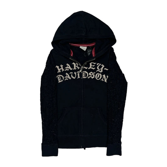Motorcycle Harley Davidson Graphic Hoodie - XS Black Cotton Blend
