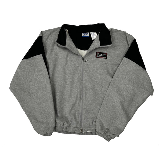 Vintage Reebok Collared Track Jacket - Large Grey Polyester