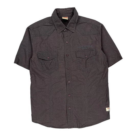 True Religion Short Sleeve Shirt - Large Grey Cotton