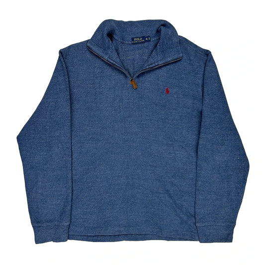 Polo By Ralph Lauren 1/4 Zip - XL Blue Cotton Blend