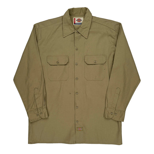 Dickies Shirt - Large Khaki Polyester Blend