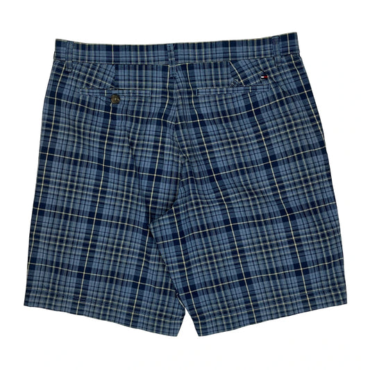 Tommy Hilfiger Checked Chino Shorts - 36W 9L Blue Cotton