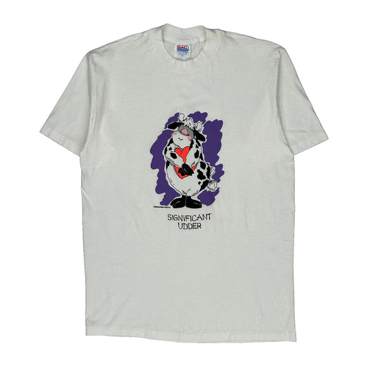Vintage Significant Udder Sac Cartoon T-Shirt - XL White Cotton Blend