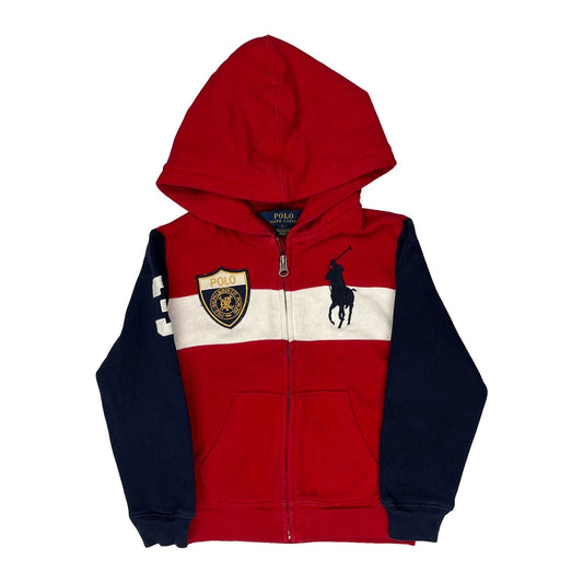 Vintage Age 5 Polo By Ralph Lauren Striped Hoodie - Small Red Cotton