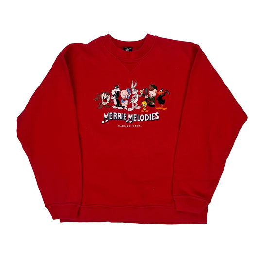 Merrie Melodies Warner Bros Sweatshirt - Small Red Cotton Blend