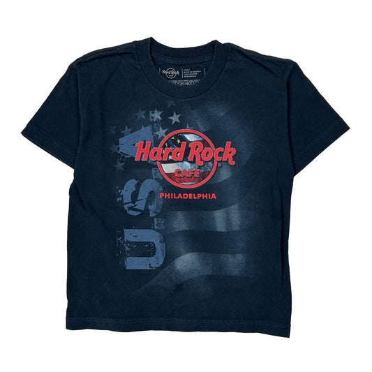 Age 6-8 Hard Rock Cafe T-Shirt - Small Blue Cotton
