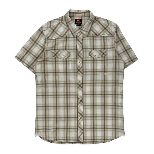 Quiksilver Checked Short Sleeve Shirt - Large Brown Cotton