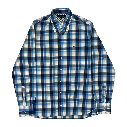 Tommy Hilfiger Checked Shirt - Medium Blue Cotton