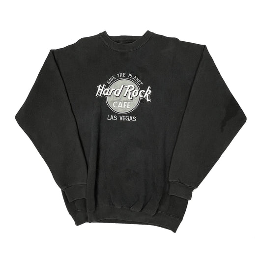 Las Vegas Hard Rock Cafe Graphic Sweatshirt - Large Black Cotton Blend