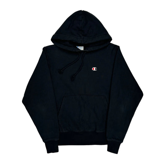 Vintage Reverse Weave Champion Hoodie - Small Black Cotton