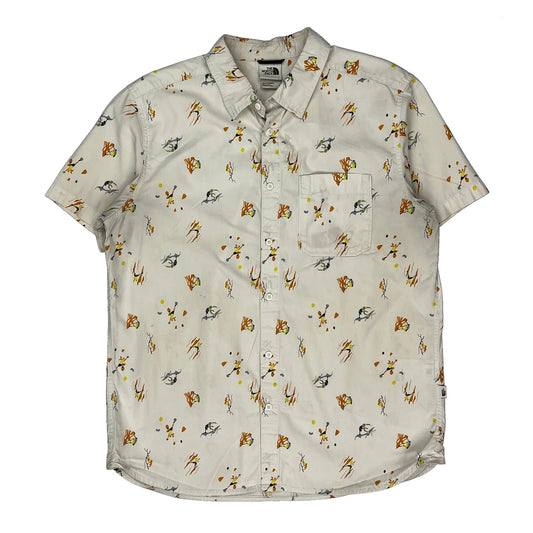 Vintage The North Face Short Sleeve Shirt - Large Cream Cotton
