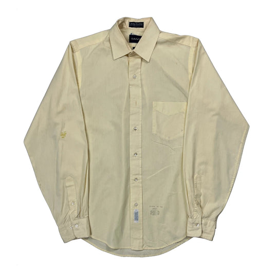 Vintage Made In USA Gant Heritage Broadcloth Shirt - Medium Yellow Cotton Blend