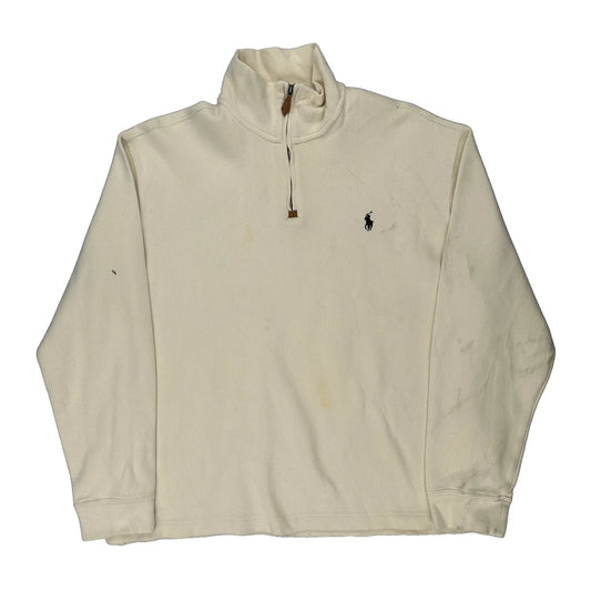 Polo By Ralph Lauren 1/4 Zip - Large Cream Cotton