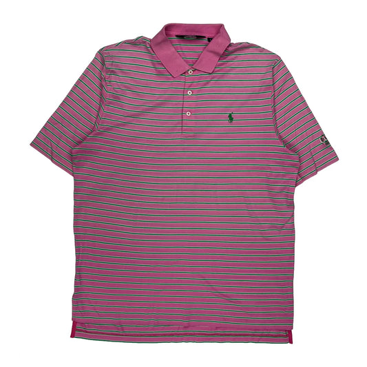 Vintage Polo By Ralph Lauren Striped Polo Shirt - Large Pink Cotton