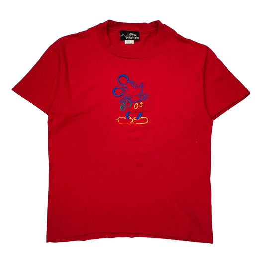 Mickey Mouse Disney Cartoon T-Shirt - XL Red Cotton