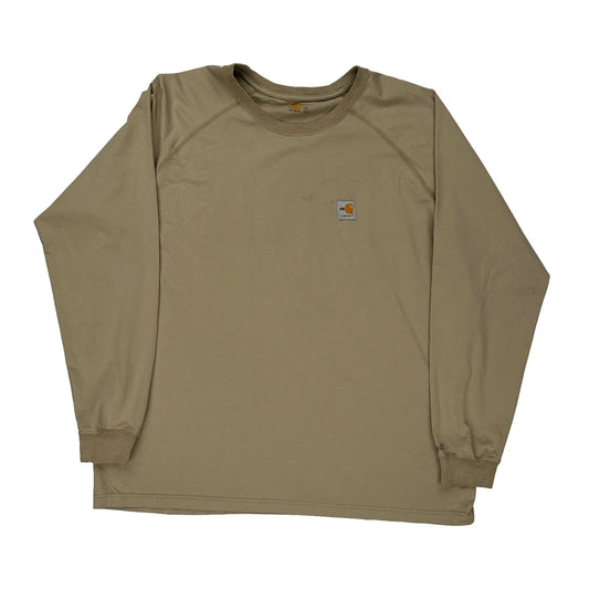 Carhartt Long Sleeve T-Shirt - 2XL Beige Cotton