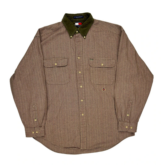 Tommy Hilfiger Checked Shirt - XL Brown Cotton