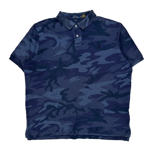 Polo By Ralph Lauren Camo Polo Shirt - XL Blue Cotton