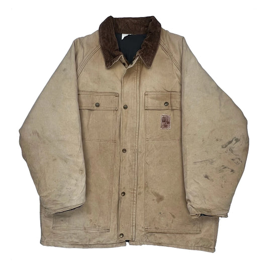 Vintage Unbranded Workwear Jacket - XL Beige Cotton