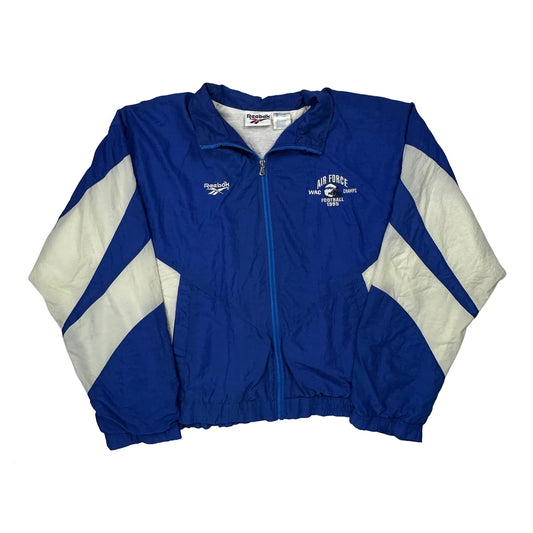 Vintage Air Force Reebok Football Windbreaker - Large Blue Polyester