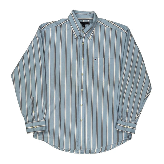 Tommy Hilfiger Striped Shirt - Large Blue Cotton