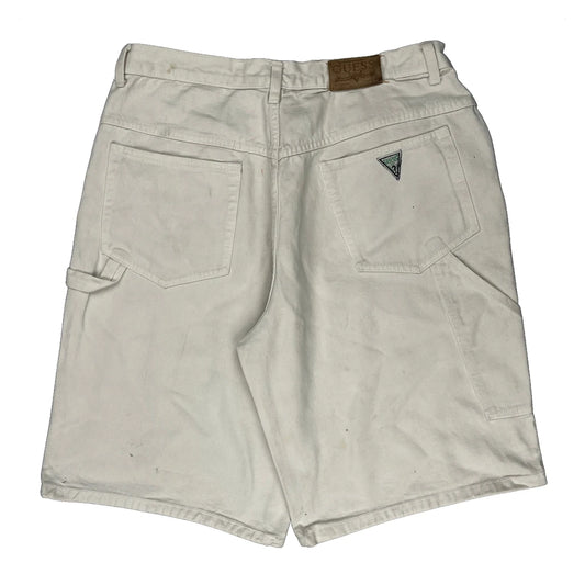 Vintage Made In USA Guess Carpenter Shorts - 32W 10L White Cotton