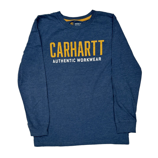 Age 10-12 Carhartt Long Sleeve T-Shirt - Medium Blue Cotton