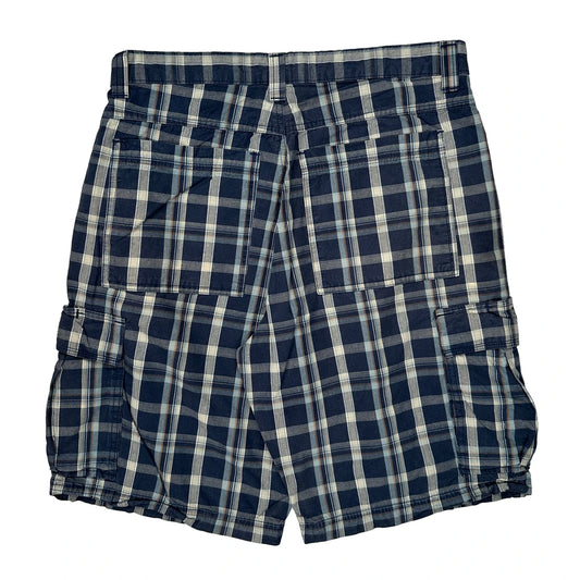 Wrangler Checked Cargo Shorts - 36W 11L White Cotton