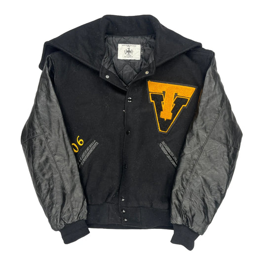 Stenberg Holloway College Varsity Jacket - Medium Black Leather