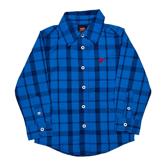 Age 3 Wrangler Checked Shirt - 2XS Blue Cotton Blend