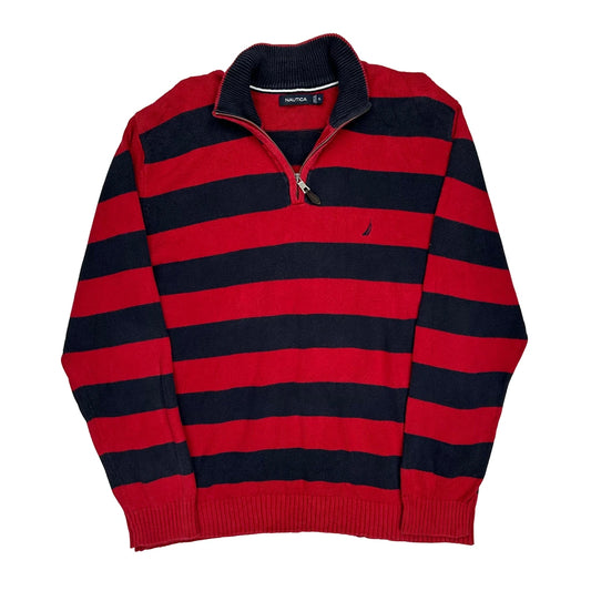 Vintage Nautica Striped Jumper - XL Navy Cotton