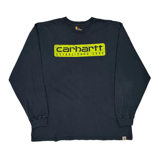 Carhartt Graphic Long Sleeve T-Shirt - XL Navy Cotton