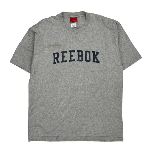 Reebok Spellout T-Shirt - Large Grey Cotton