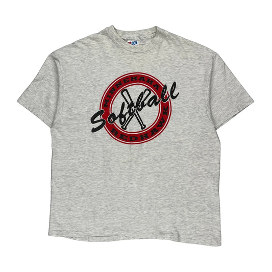 Minnehaha Redhawk Softball Hanes Single Stitch T-Shirt - XL Grey Cotton