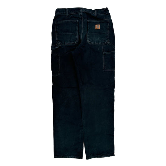 Blanket Lined Carhartt B111 Blk Carpenter Trousers - 31W 34L Black Cotton