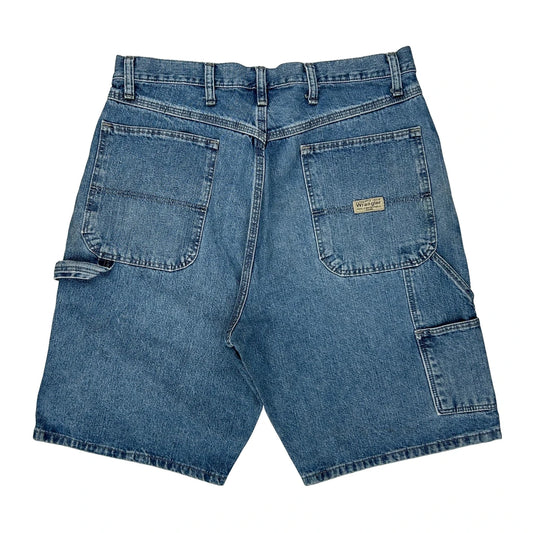 Wrangler Double Knee Carpenter Shorts - 32W 10L Blue Denim