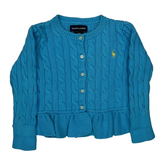 Vintage Age 18 Months Ralph Lauren Cardigan - 2XS Blue Cotton