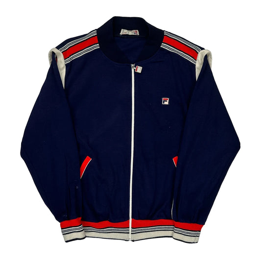 Fila Striped Track Jacket - Large Red Cotton